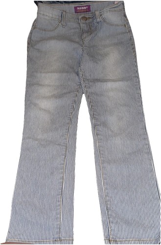 PREOWNED Old Navy Girls ROCKSTAR JEGGINGS Crop STRIPED Denim Size 8R READ ALL - Picture 2 of 5