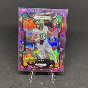 Bo Nix 2024 Panini Prizm Draft Picks Purple Cracked Ice Rookie /149