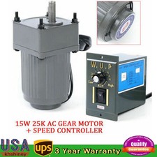AC 110V 15W AC Gear Variable Speed Motor Electric Motor Controller 1:10 125RPM