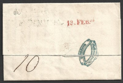 Italy 1841 pre stamp cover with large straight line 