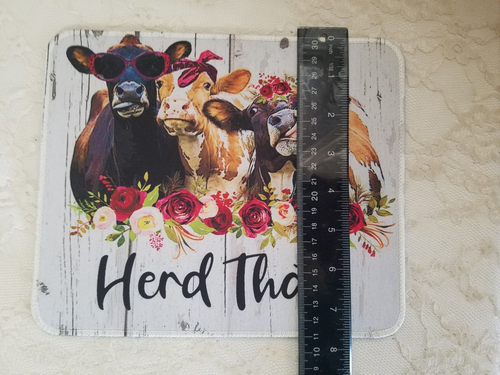 ADORABLE "HERD THAT" HUMOROUS COW ROSES FLOWERS MOUSE GAMING PAD NON-SLIP - Bild 3 von 3