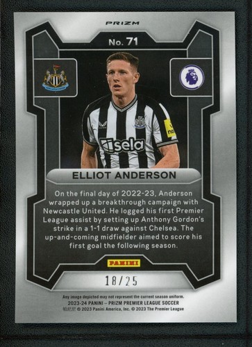 2023-24 ELLIOT ANDERSON 18/25 PANINI PRIZM PREMIER LEAGUE MOJO PURPLE - Picture 2 of 2