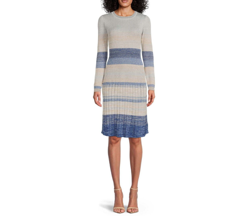 Time and Tru Women's Long Sleeve Plaited Rib Sweater Dress, Size: XL(16-18) - Foto 1 di 5