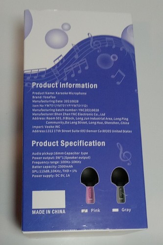 Karaoke Microphone Wireless Bluetooth Kids Pink Black Foam Top Yosatoo YM701 - Picture 4 of 7