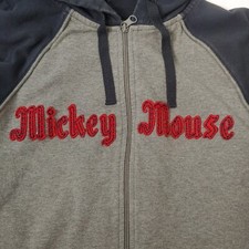 Walt Disney World Mickey Mouse Sweatshirt Youth Medium Gray Blue Hooded Zip