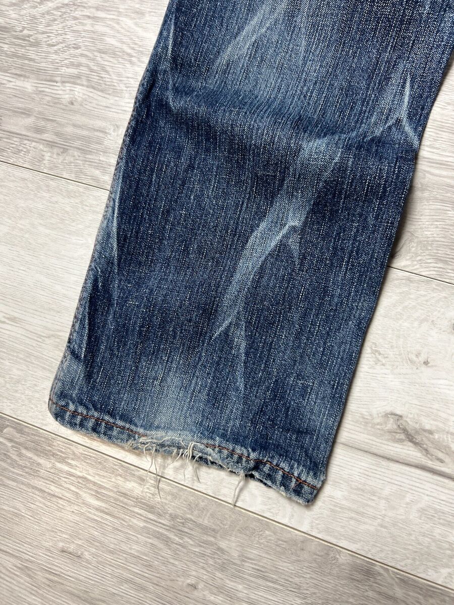 RARE Vintage Edwin 503 Blue Trip Leather Details Denim Pants RARE Vintage Edwin 503 Blue Trip Leather Details Denim Pants