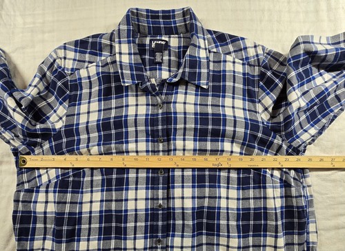 Lands' End Womens Flannel Button Up Shirt 100% Cotton Plaid Blue 2X - Picture 3 of 9
