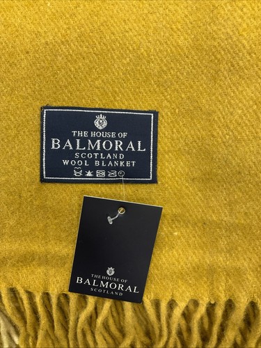100% Recycled Wool Blanket | The Border Tweed Of Scotland | Box Check Mustard - Picture 2 of 4