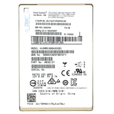 Hard Drive IBM SSD HUSMM1680ASS201 800GB Sas III 2.5'' Inch 00E8709