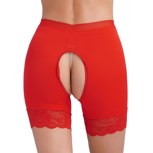 Damen-Boyshorts hohe Taille offener Schritt Höschen Spitze Patchwork Sicherheitsshorts - Bild 47 von 57