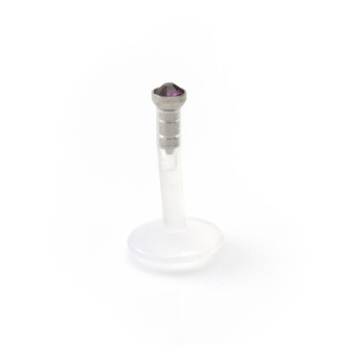 Labret Bioflex PTFE Bioplast Labret Bar Monroe lip Nose Stud Push Fit WITH GEMS - Picture 28 of 30