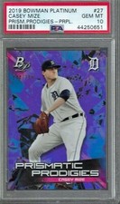 CASEY MIZE 2019 BOWMAN PLATINUM #27 PRISMATIC PRODIGIES PURPLE /250 PSA 10 POP 1