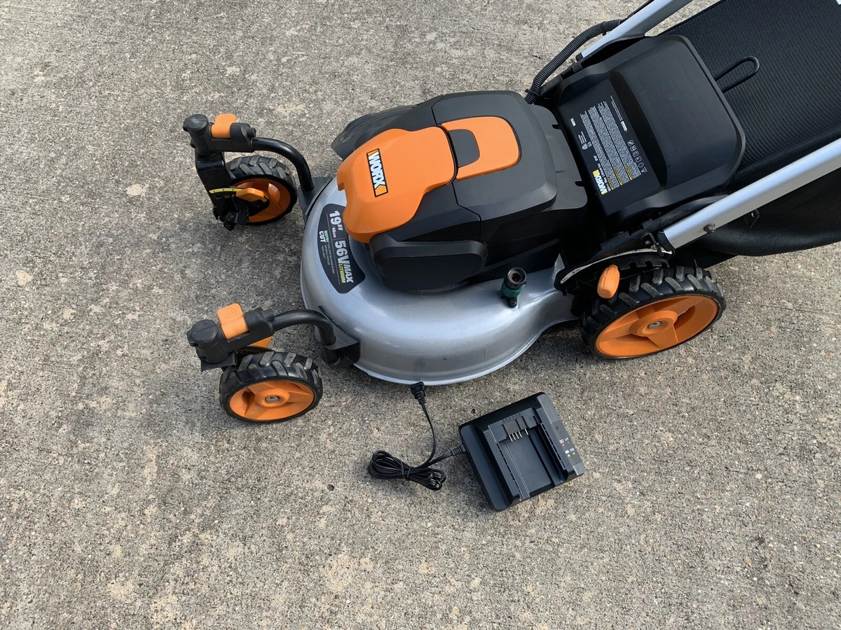 Worx 19 in Cordless Electric Push Lawn Mower 56volt WG771 eBay