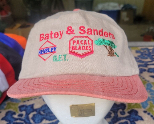VINTAGE BATEY & SANDERS HENSLEY PACAL BLADES TAN/RED SNAPBACK HAT CAP - Picture 1 of 6