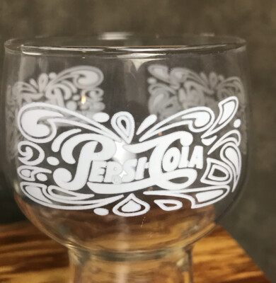 Vintage Pepsi Cola Collectible Drinking Glass White Logo 6" Retro Fountain  Soda