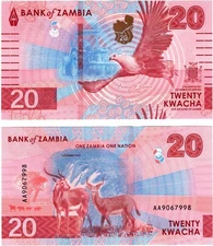 2025 new Zambia P63 20 Kwacha Banknote UNC AA Prefix