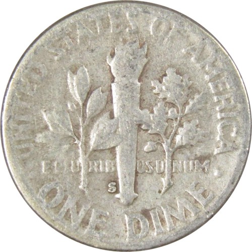 1954 S Roosevelt Dime AG About Good 90% Silver 10c US Coin Collectible - Picture 2 of 2