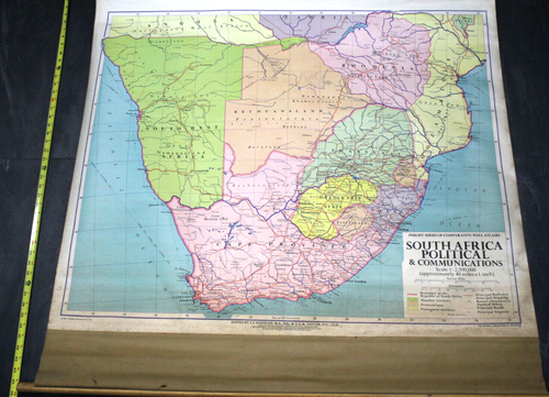 3pc 1962 46" EAST WEST + SOUTH Africa School Wall Map 2 Mounted History Educatio - Picture 2 of 9