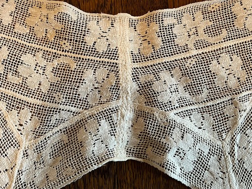 Rare Vintage Ecru Leavers Lace Handmade White Garter Belt 2 Straps - Picture 5 of 5