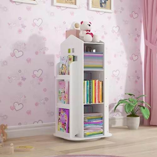 Rotating Bookshelf Castle Rack Display Floor Standing Bookcase Toys Storage - Picture 15 of 25