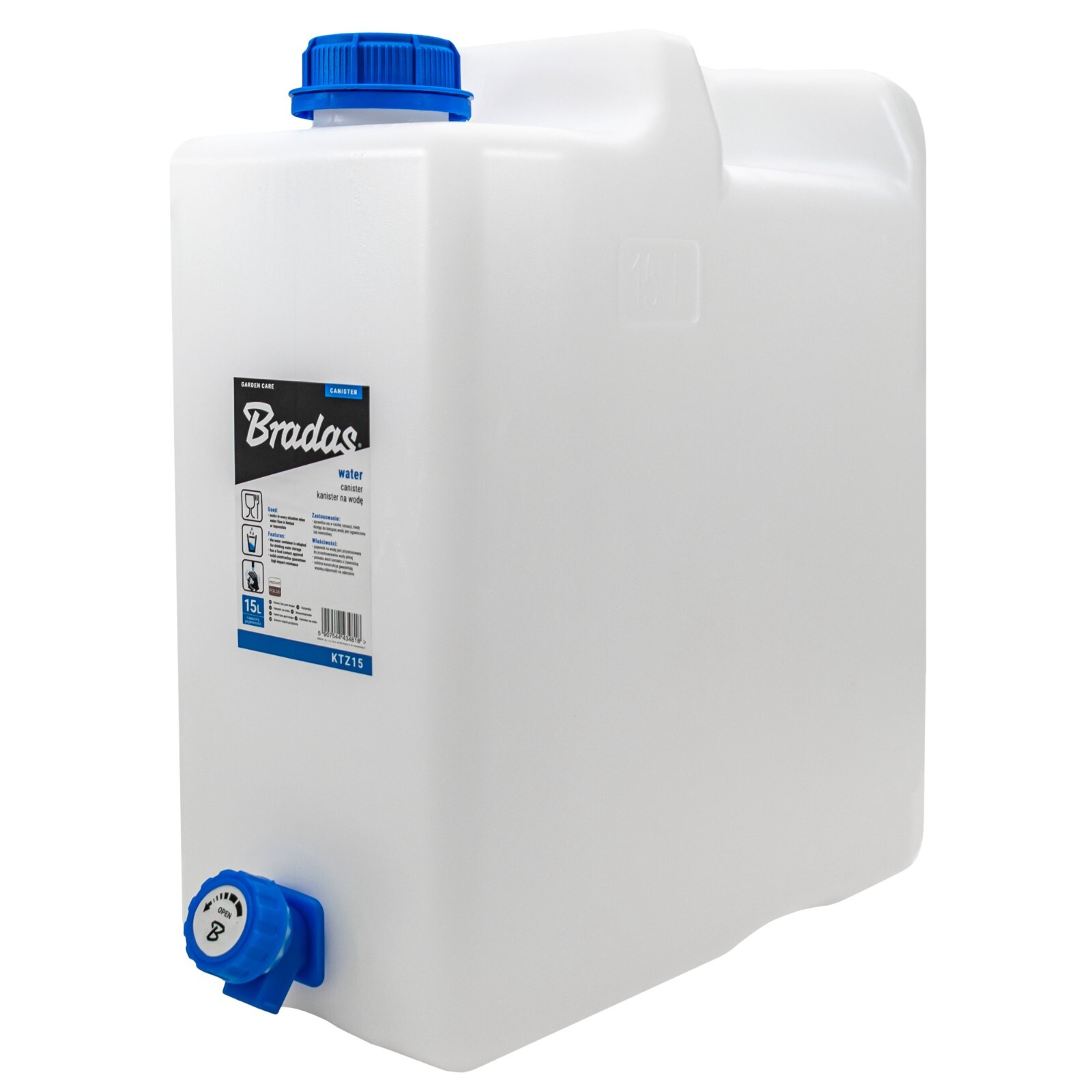15 Litres Jerry Can Camping Hiking Water Storage Carrier Container With Tap