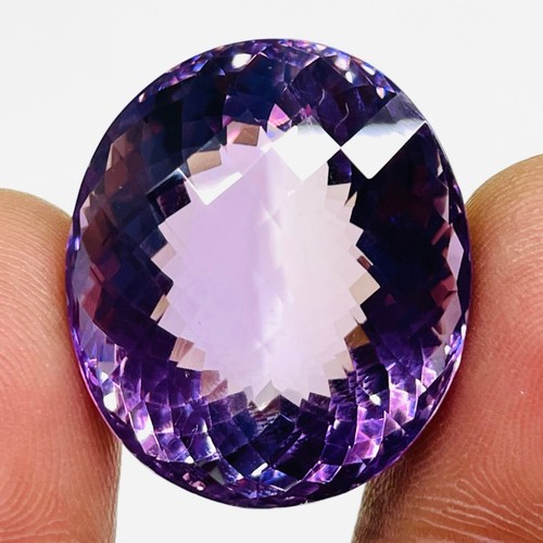VVS 62.35 Cts Natural Purple Amethyst 26x23mm Oval Cut Loose Untreated Gemstone - Picture 11 of 15