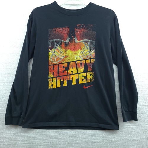 Nike Youth T-Shirt Black Long Sleeve Heavy Hitter Graphics Size 14/16 - Picture 1 of 10