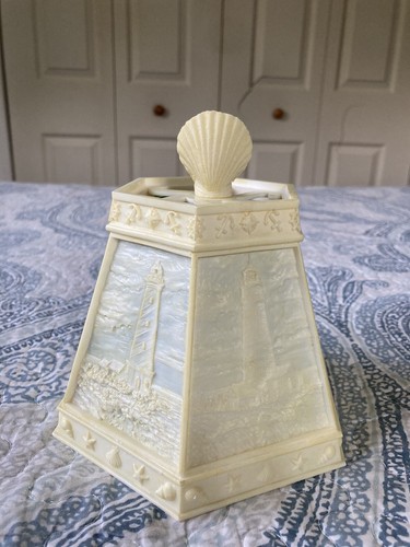 Vintage Boston Lighthouse Lithophane  Table Lamp w/ 6 Panel Shade Includes  Bulb - Picture 4 of 17