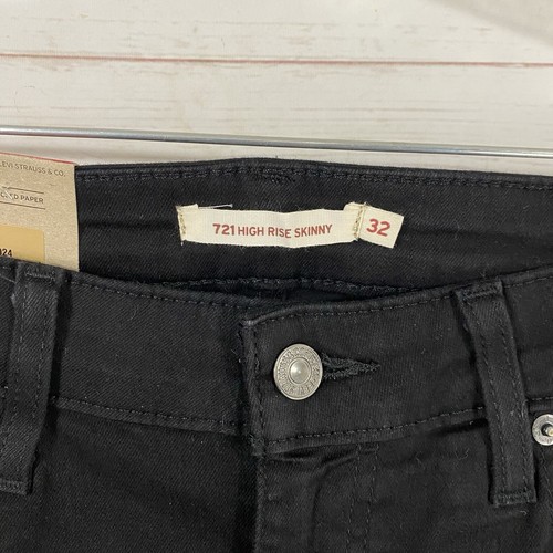 Levi's Womens 721 High Rise Skinny Jeans Sz 14 Black Stretch Cotton Blend 31x30 - Picture 5 of 15