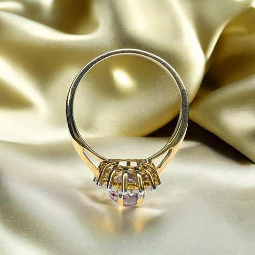 10K Gold- Rose De France Amethyst Ring - Size 8.25 Pink Oval Cut Halo Ring -2.4g - Picture 5 of 21
