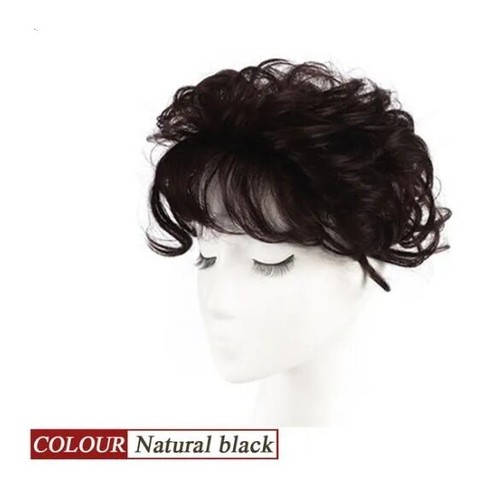 Short Curly Real Human Hair Topper with Front Bangs for Women Breathable Wiglets - Picture 12 of 13