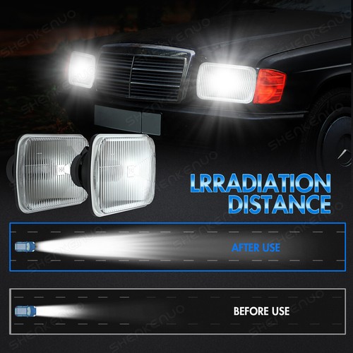 For 1985-1991 Subaru XT 7" Square Sealed Beam Glass HEADLIGHTs H4 Bulbs H6054 - Picture 5 of 12