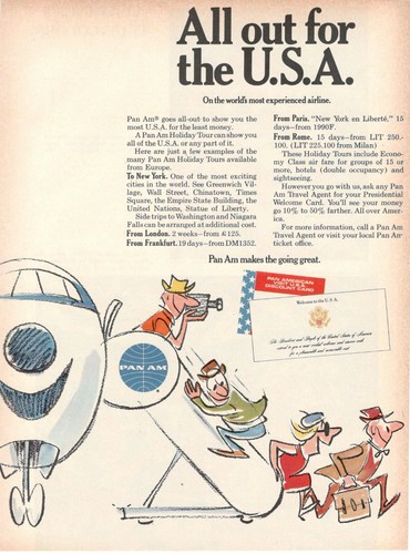 Pan-Am Airlines Publicité 1 Page D'Origine 1972 All Out pour The Amérique