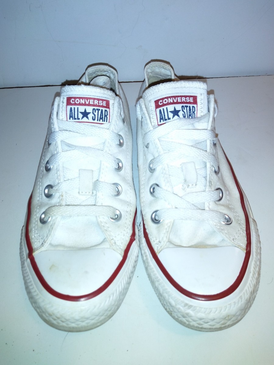 White converse with red stripe cheap