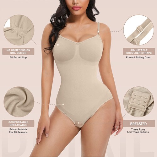 Women Seamless Full Body Shapewear Elastic Firm Tummy Control Slimming Bodysuit - Picture 6 of 21
