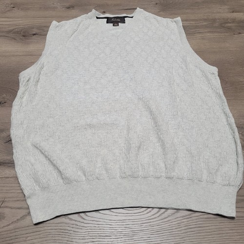 Tasso Elba Vest Mens Large Beige Pullover Tight Knit Classiccore V Neck Preppy - Picture 3 of 6