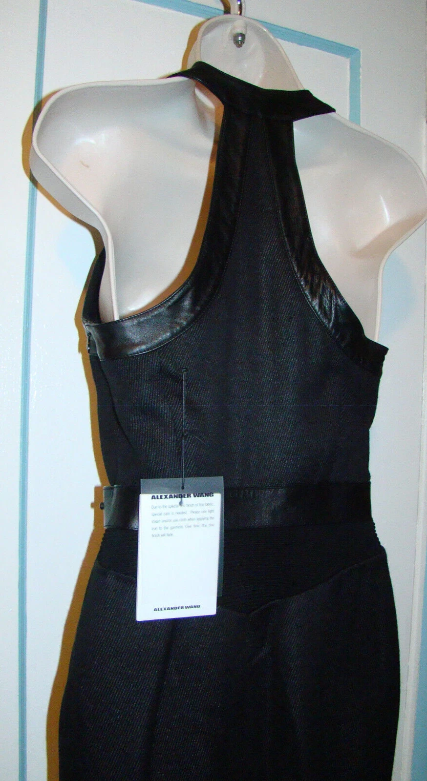 Abito Alexander Wang in pelle di lana nero taglia 0 nuovo con etichetta foderato in seta
