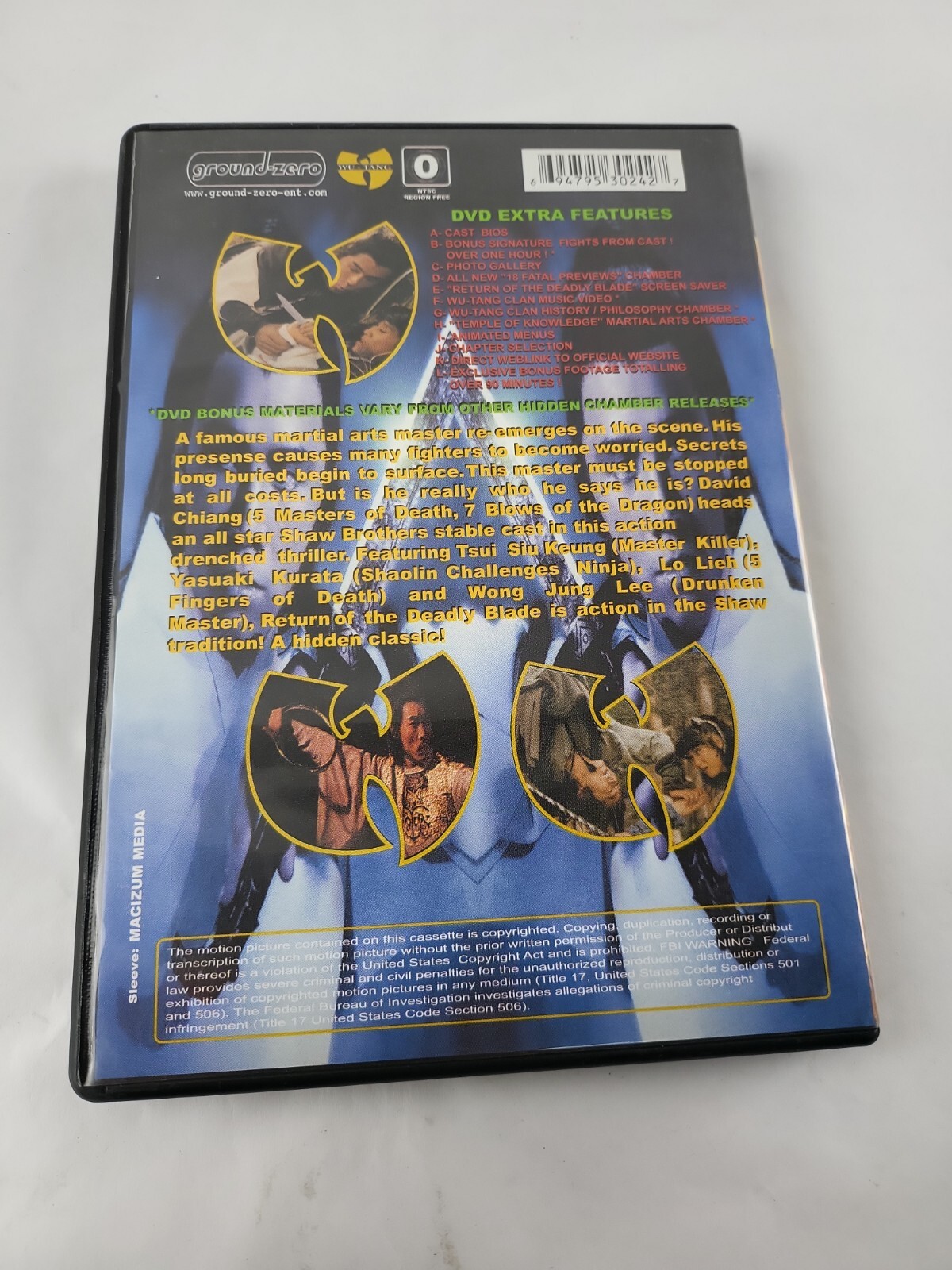 Rtm Blade Return of the Deadly Blade (DVD, 2001, Wu Tang Hidden Chambers ...
