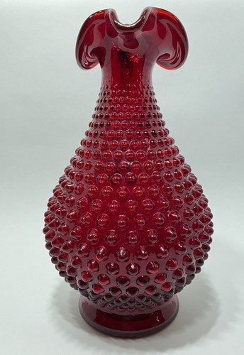 Vintage Fenton Kunst Glas tiefrot Nagel Karaffe ohne Stopfen Elegant MCM - Bild 5 von 8