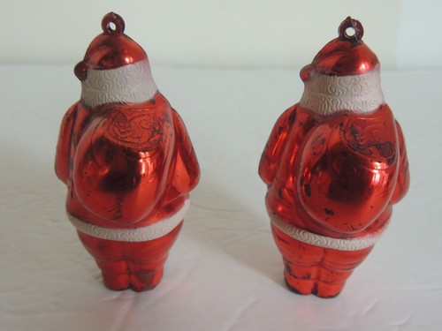 4 adornos de árbol de Navidad de Papá Noel de plástico duro metálico vintage decoración - Imagen 4 de 8