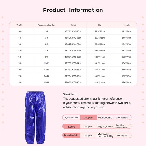 Kids Girls Boys Tights Dance Trousers Metallic Sweatpants Harem Pants Street - Picture 60 of 80