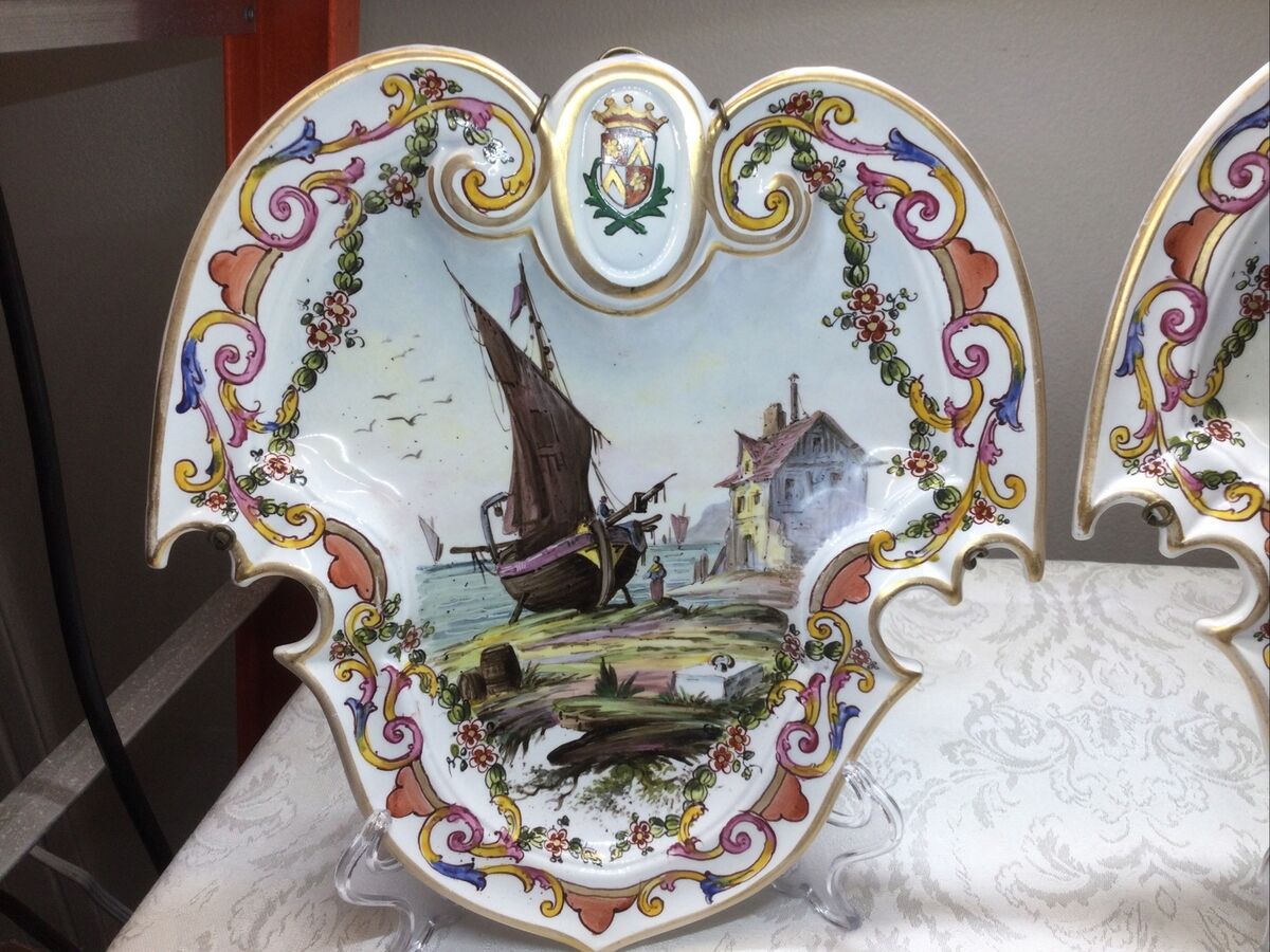 FINE ANTIQUE FRENCH FAIENCE LILLE 1767 ARMORIAL NAUTICAL FINE ANTIQUE FRENCH FAIENCE LILLE 1767 ARMORIAL NAUTICAL