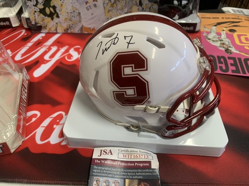 TY MONTGOMERY AUTOGRAPH STANFORD SPEED MINI HELMET JSA COA - Picture 7 of 11