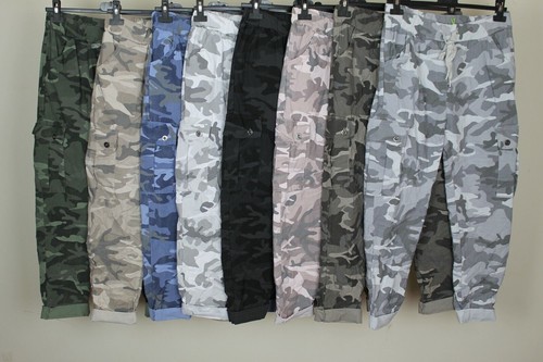 Women Ladies Camouflage Cargo Pocket Stretch Jogger Army Magic Trousers Pants - Picture 26 of 38