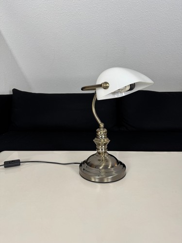 Alaska Lux Vintage Bankerlampe Notarleuchte Tischlampe Opalglas - Bild 4 von 17
