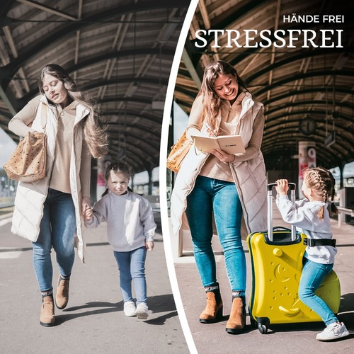 Quana Kinderkoffer inkl. Zahlenschloss Trolley zum Draufsitzen Reisegepäck - Bild 11 von 18