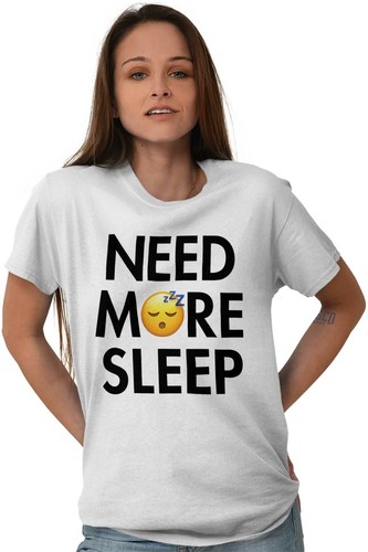 Funny Emoticons Need More Sleep Lazy Humor Womens or Mens Crewneck T Shirt Tee - Picture 3 of 8