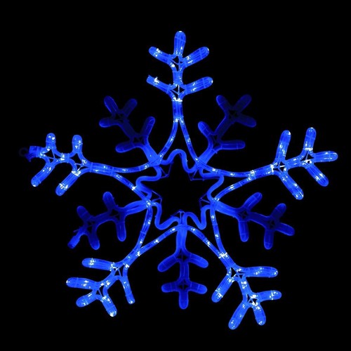 Snowflake Shape Christmas Lights 216 LED Blue And White 9M Rope Xmas Decoration - Picture 2 of 7