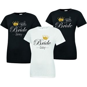 Personalised Team Bride T Shirt With Glitter Crown Hen Do Party