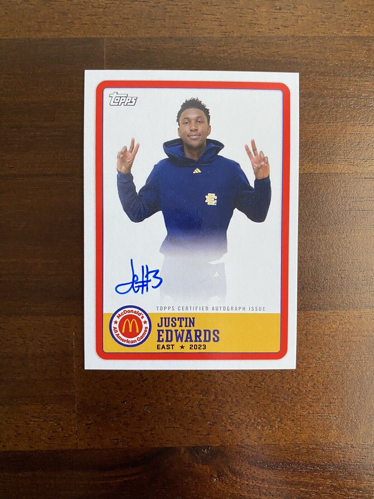2023 Topps Chrome McDonald's All-American Justin Edwards On-Card Auto RC